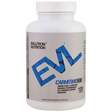 左旋肉鹼, 氨基酸: EVLution Nutrition, Carnitine 500, 120 Capsules