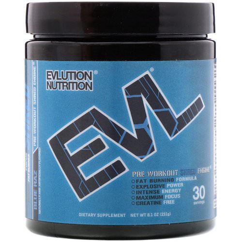 EVLution Nutrition, ENGN Shred, Blue Raz Pre-Workout, 8.1 oz (231 g) Review