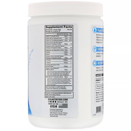 電解質, 水合: EVLution Nutrition, Hydramino, Blue Raz, 10.4 oz (294 g)