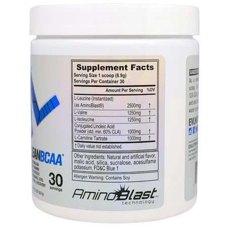 BCAA, 氨基酸: EVLution Nutrition, Stimulant Free Lean BCAA, Fat Burner, Endurance, Recovery, Build Muscle, Blue Raz, 9.4 oz (267 g)