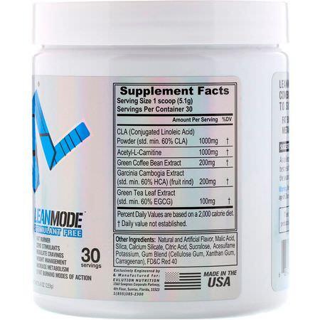 CLA共軛亞油酸, 脂肪燃燒器: EVLution Nutrition, LeanMode, Fruit Punch, 5.4 oz (153 g)