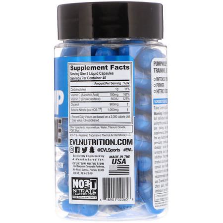 鍛煉前補充劑: EVLution Nutrition, Pump Mode, 80 Liquid Capsules