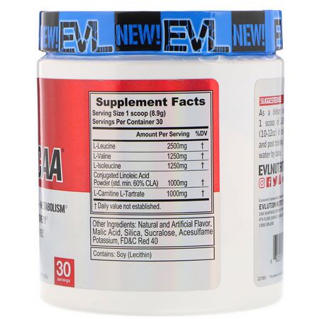 BCAA, 氨基酸: EVLution Nutrition, Stimulant Free LeanBCAA, Fruit Punch, 9.4 oz (267 g)