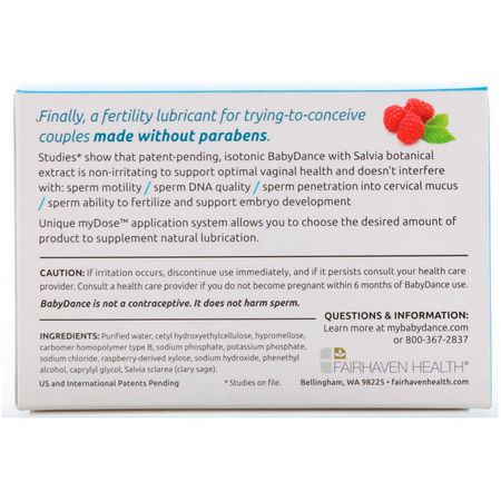 婦女保健品, 補品: Fairhaven Health, Isolove, BabyDance Fertility Lubricant, 6 Single-Use Tubes & Applicators, 0.1 oz (3 g) Each