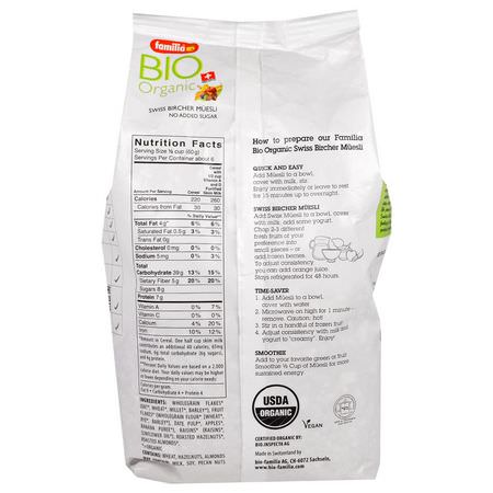 熱穀物, 牛奶什錦早餐: Familia, Bio Organic, Swiss Bircher Muesli, 16 oz (453 g)