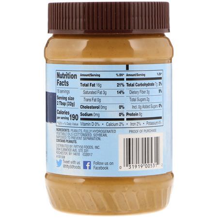 花生醬, 蜜餞: Fifty 50, Low Glycemic Peanut Butter, Crunchy, 18 oz (510 g)