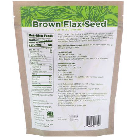 亞麻籽: Flora, Certified Organic, Brown Flax Seed, 14 oz (396 g)