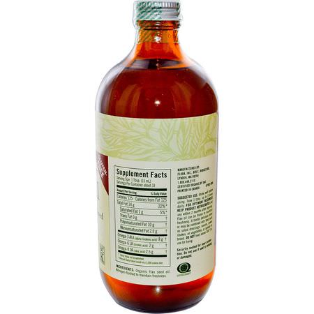 亞麻籽補品, 歐米茄EPA DHA: Flora, Certified Organic Flax Oil, 17 fl oz (500 ml)