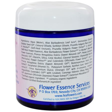 蘆薈護膚, 皮膚護理: Flower Essence Services, Self Heal Skin Cream, 4 fl oz (118 ml)