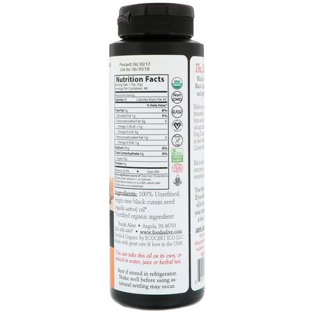 黑種子, 順勢療法: Foods Alive, Artisan Cold-Pressed, Black Seed Oil, 8 fl oz (236 ml)