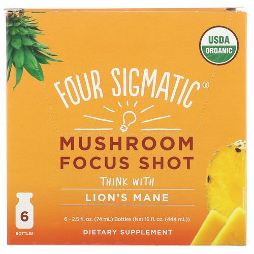 Four Sigmatic, Mushroom Focus Shot, Powerful + Pineapple, 6 Bottles, 2.5 fl oz (74 ml) Each Review