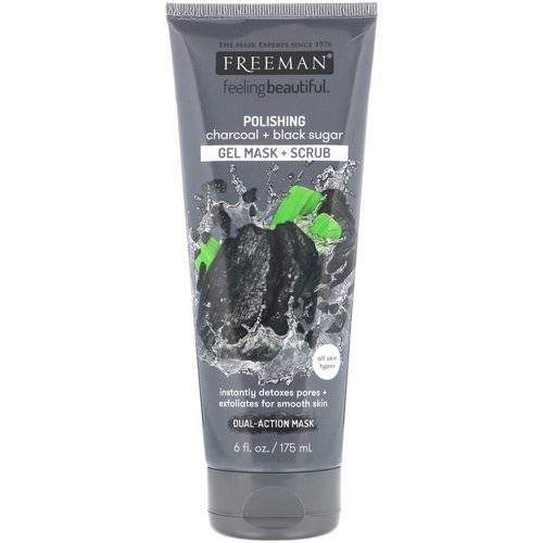 Freeman Beauty, Feeling Beautiful, Polishing Gel Mask + Scrub, Charcoal + Black Sugar, 6 fl oz (175 ml) Review