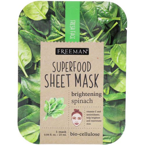 Freeman Beauty, Superfood Sheet Mask, Brightening Spinach, 1 Mask Review