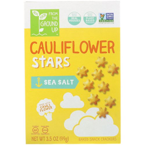 From The Ground Up, Cauliflower Stars, Baked Snack Crackers, Sea Salt, 3.5 oz (99 g) Review