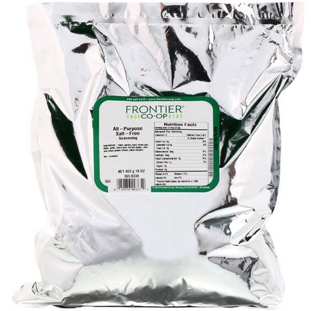 調味料, 香料: Frontier Natural Products, All-Purpose Seasoning, Salt Free, 16 oz (453 g)