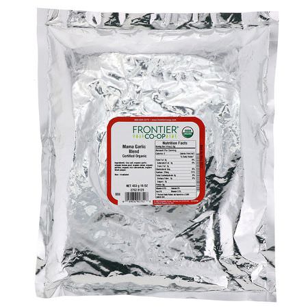 香料, 草藥: Frontier Natural Products, Certified Organic Mama Garlic Blend, 16 oz (453 g)