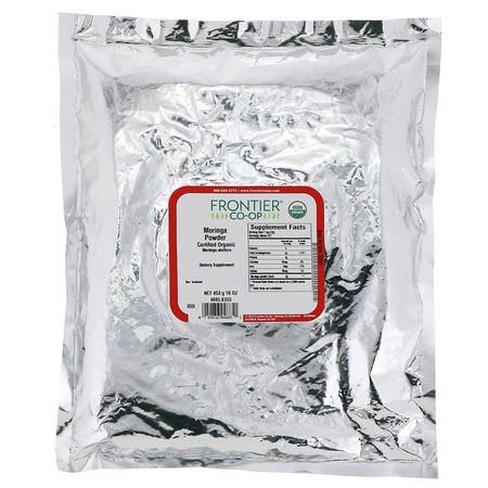 辣木, 超級食物: Frontier Natural Products, Certified Organic Moringa Powder, 16 oz (453 g)