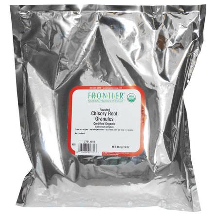 涼茶: Frontier Natural Products, Certified Organic Roasted Chicory Root Granules, 16 oz (453 g)