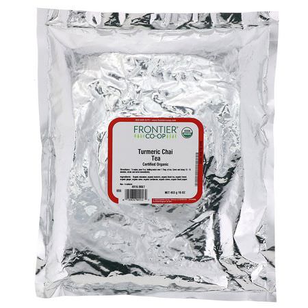 柴茶, 薑黃茶: Frontier Natural Products, Certified Organic Turmeric Chai Tea, 16 oz (453 g)