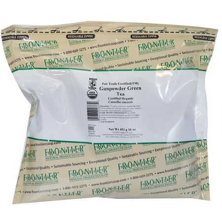 綠茶: Frontier Natural Products, Fair Trade Organic Gunpowder Green Tea, 16 oz (453 g)