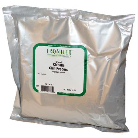 辣椒, 香料: Frontier Natural Products, Ground Chipotle Chili Peppers, 16 oz (453 g)