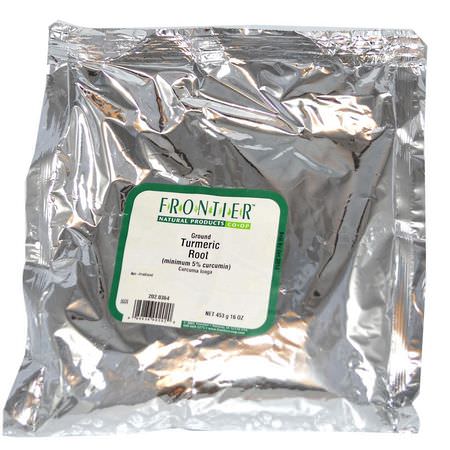 薑黃香料: Frontier Natural Products, Ground Turmeric Root, 16 oz (453 g)