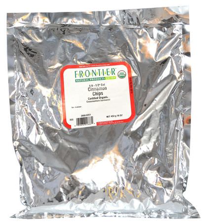 肉桂香料: Frontier Natural Products, Organic Cut Cinnamon Chips, 1/4 - 1/2