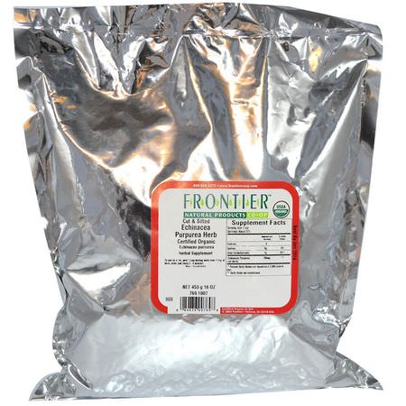 流感, 咳嗽: Frontier Natural Products, Organic Cut & Sifted Echinacea Purpurea Herb, 16 oz (453 g)
