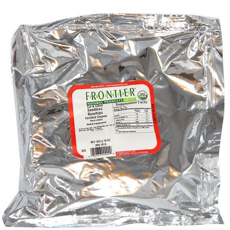 玫瑰果, 順勢療法: Frontier Natural Products, Organic Cut & Sifted Seedless Rosehips, 16 oz (453 g)