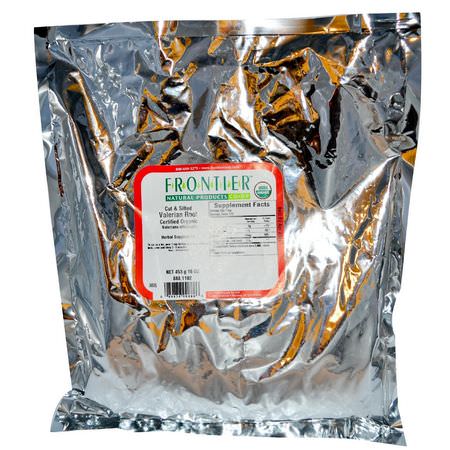 纈草, 順勢療法: Frontier Natural Products, Organic Cut & Sifted Valerian Root, 16 oz (453 g)