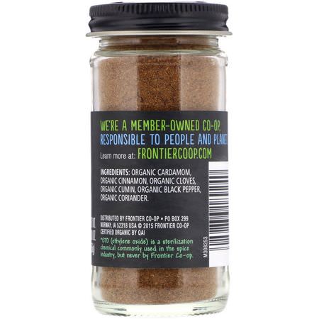 香料, 草藥: Frontier Natural Products, Organic Garam Masala Seasoning with Cardamon, Cinnamon & Cloves, 2.00 oz (56 g)