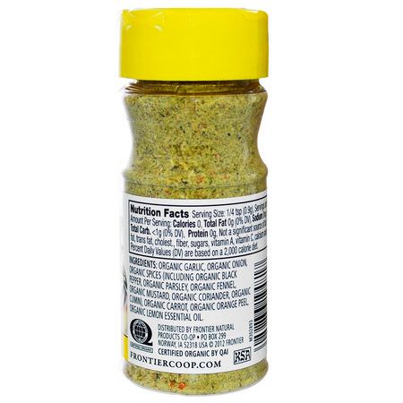 大蒜香料, 香料: Frontier Natural Products, Organic Garlic & Herb Seasoning Blend, 2.7 oz (76 g)