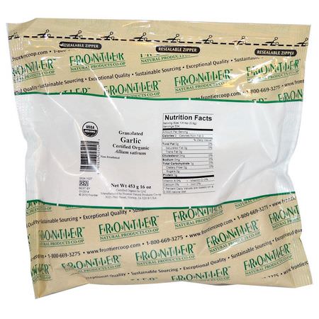 大蒜香料: Frontier Natural Products, Organic Granulated Garlic, 16 oz (453 g)