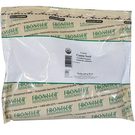 小茴香, 香料: Frontier Natural Products, Organic Ground Cumin Seed, 16 oz (453 g)