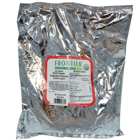 肉湯, 肉湯: Frontier Natural Products, Organic Low Sodium Broth Powder, Vegetable Flavored, 16 oz (453 g)