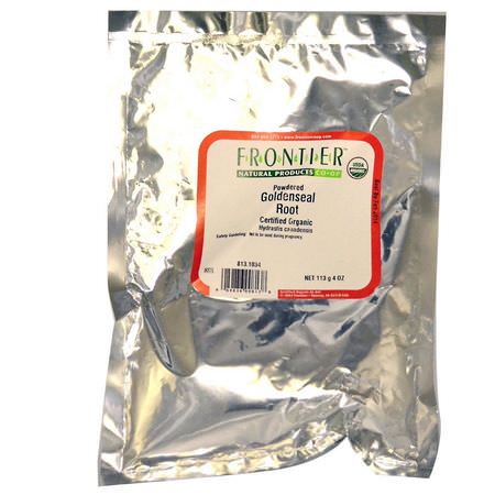 金雞, 順勢療法: Frontier Natural Products, Organic Powdered Goldenseal Root, 4 oz (113 g)