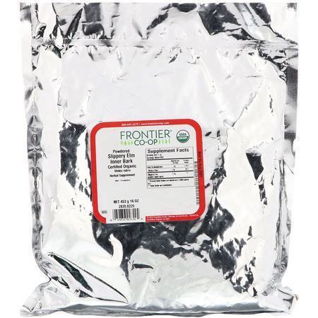 滑榆, 順勢療法: Frontier Natural Products, Organic Powdered Slippery Elm Inner Bark, 16 oz (453 g)