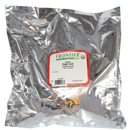 香料, 鼠尾草: Frontier Natural Products, Organic Rubbed Sage Leaf, 16 oz (453 g)