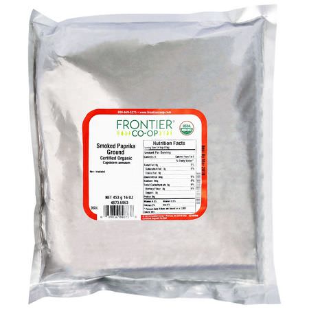 辣椒粉, 香料: Frontier Natural Products, Organic, Smoked Paprika Ground, 16 oz (453 g)