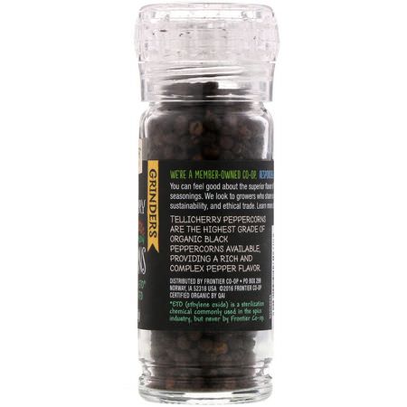 辣椒, 香料: Frontier Natural Products, Organic Tellicherry Black Peppercorns, 1.76 oz (50 g)