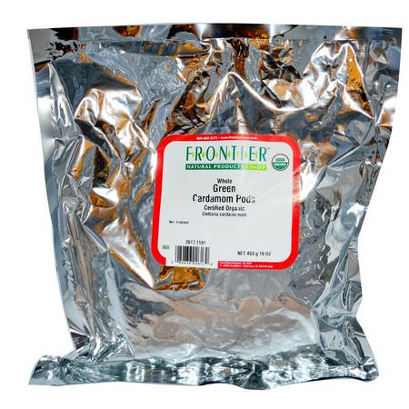 荳蔻, 香料: Frontier Natural Products, Organic Whole Cardamom Pods, 16 oz (453 g)