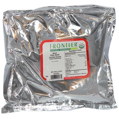 亞麻籽補品, 歐米茄EPA DHA: Frontier Natural Products, Organic Whole Flax Seed, 16 oz (453 g)