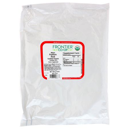 蚤草皮, 纖維: Frontier Natural Products, Organic Whole Psyllium Husk, 16 oz (453 g)