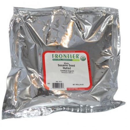 芝麻, 香料: Frontier Natural Products, Organic Whole Sesame Seed Hulled, 16 oz (453 g)