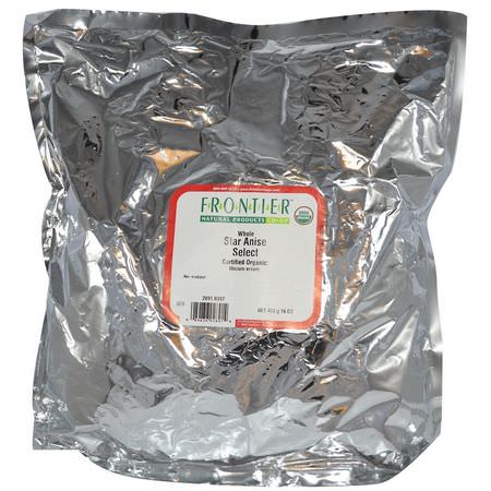 香料, 草藥: Frontier Natural Products, Organic Whole Star Anise Select, 16 oz (453 g)