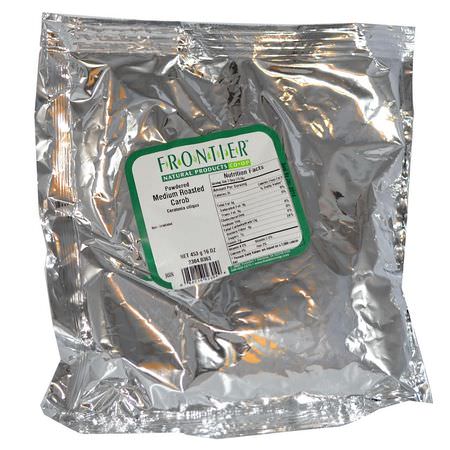 混合物, 麵粉: Frontier Natural Products, Powdered Medium Roasted Carob, 16 oz (453 g)