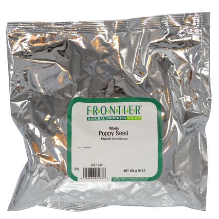 罌粟, 香料: Frontier Natural Products, Whole Poppy Seed, 16 oz (453 g)