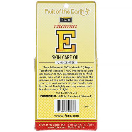 維生素E油, 按摩油: Fruit of the Earth, Ultra Pure Vitamin E Oil, Unscented, 28,000 IU, 1/2 fl oz (15 ml)