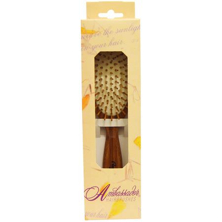 梳子, 髮刷: Fuchs Brushes, Ambassador Hairbrushes, Bamboo, Large Oval/Wood Pins, 1 Brush