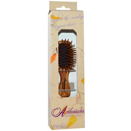 梳子, 髮刷: Fuchs Brushes, Ambassador Hairbrushes, Olivewood Mini/Wood Pins, 1 Hair Brush